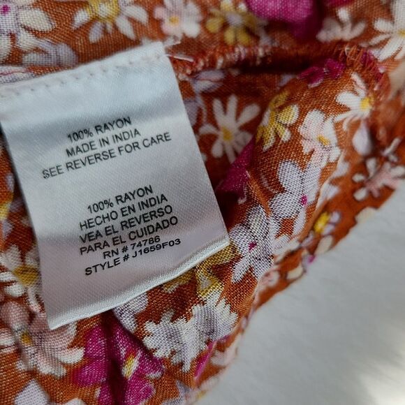 Patrons of Peace -583 NWT Terracota Floral Long Sleeve Front Tie Blouse Small - Picture 5 of 7